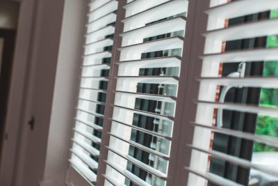 closeup of white shutters