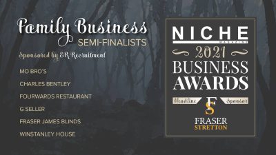 Niche 2021 Business Awards poster, with Fraser James Blinds as featured semi-finalist